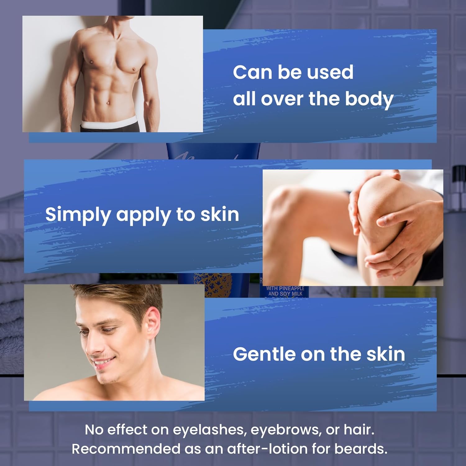 Lotion anti-pilosité pour hommes à l'ananas et au lait de soja 100 ml (Poils du corps et du torse, même les poils épais) (Fabriqué au Japon) (Application facile, réduit la pousse des poils) (À base d'ingrédients naturels)