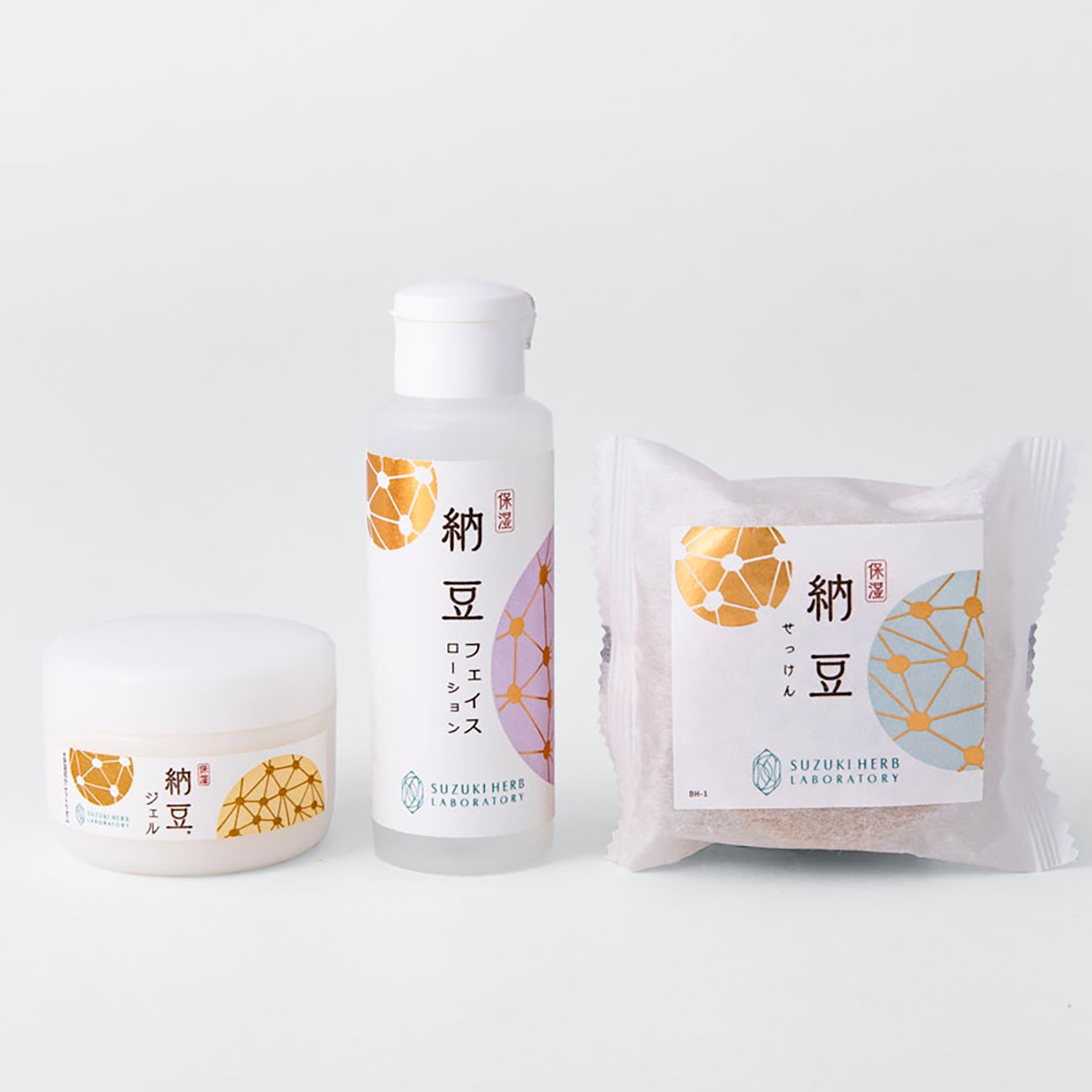 Natto Fermented Soybean Soap 80g + Fermented Soybean Face Lotion 100mlL + Fermented Soybean Gel 80g (For Face, Highly-Moisturizing) (Gentle Formula Suitable for All Skin Types)