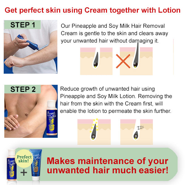 Pineapple and Soy Milk Hair Removal Cream for Men 230g (For Body, Bikini) (Suitable for Sensitive Skin) (Pain and Odor-free) (Made in Japan)