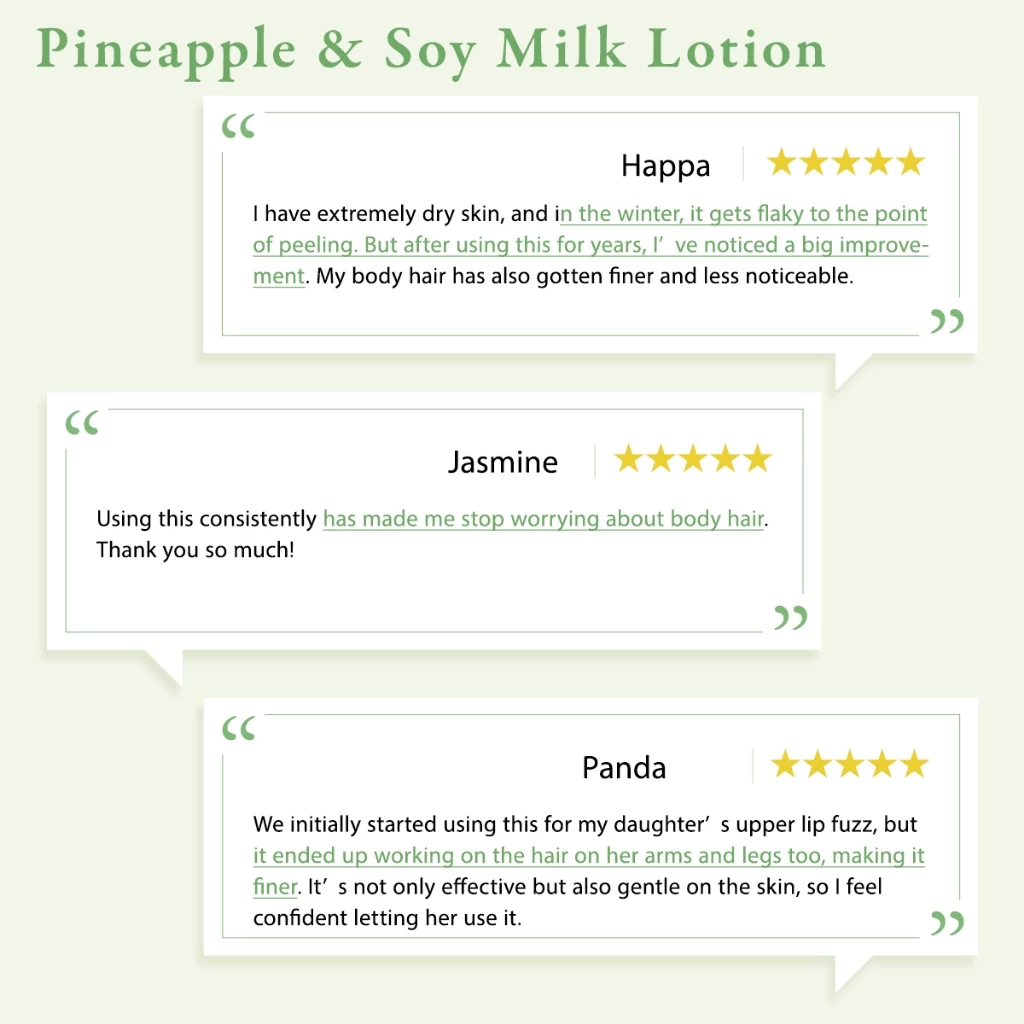 Pineapple and Soy Milk Hair Inhibitor Lotion 100mlL (Made in Japan) (Daily Use, Reduces Hair Growth) (Suitable for All Skin Types, Kid-Friendly) (For Face and Body)
