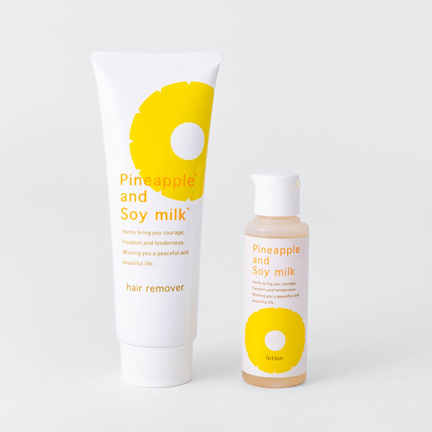 Pineapple and Soy Milk Hair Removal Cream 230g and Pineapple and Soy Milk Hair Inhibitor Lotion 100mL Set(For Sensitive Skin, Kid-Friendly)
