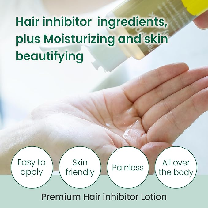 Coffret Premium Crème Dépilatoire et Lotion Inhibitrice de Pilosité à l'Ananas et au Lait de Soja (Pour Peaux Sensibles, Convient aux Enfants)